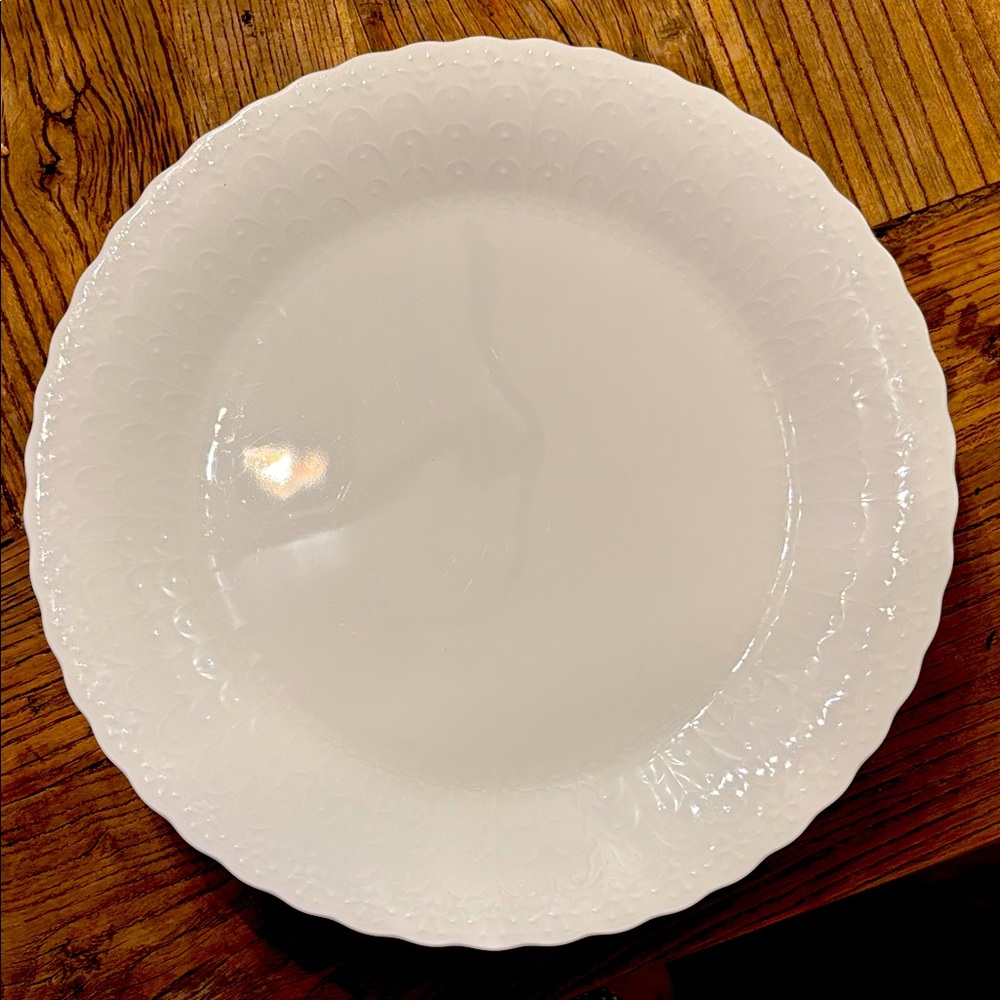 Mikasa White Silk Bone China Embossed Dinner Plates, Set of 4